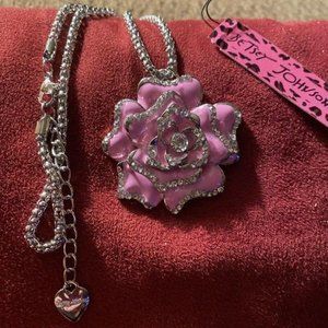 Betsey Johnson Pink Rose Flower Necklace